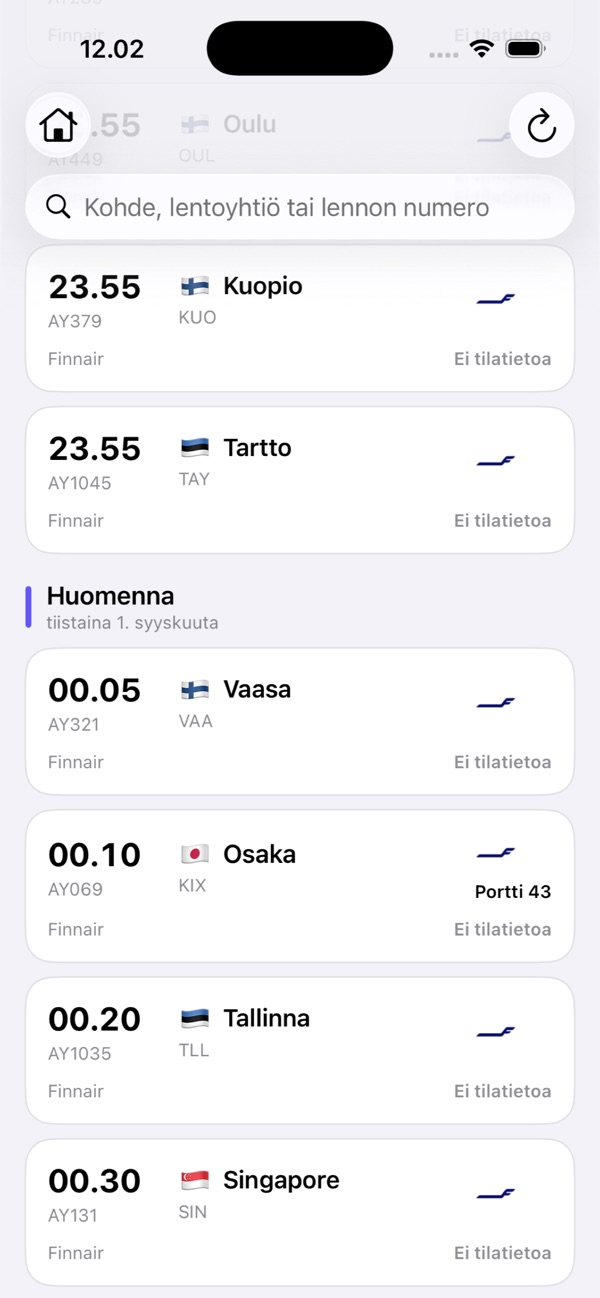 BRDNG: list of departing flights
