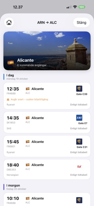 Destinationens flyg
